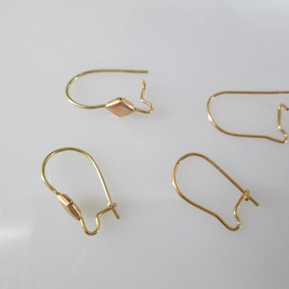 SOLID 14kt.Gold Ear Wires>14kt.Gold Kidney Shape Ear Wires,Decorative Ear wires - Picture 4 of 8